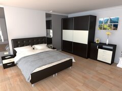 Dormitor Milano cu Pat Tapitat Wenge 160x200 cm